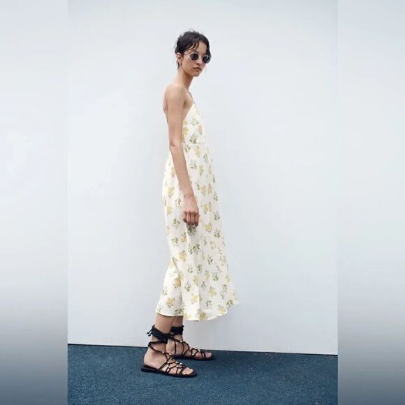 ZARA FLORAL PRINTED MIDI DRESS - Picture 5 of 11